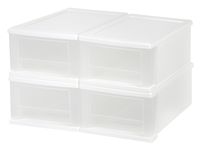 IRIS 7 Quart Stacking Drawer, 4 Pack, White