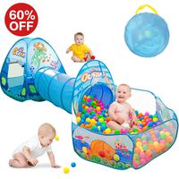SUNBA YOUTH Kids Tent with Tunnel, Ball Pit Play House for Boys Girls, Babies and Toddlers Indoor& Outdoor(Balls Not Included) (Blue)