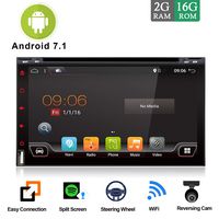 2G-RAM WiFi Model Android 7.1 Quad-Core 6.95" Full Touch-Screen Universal Car DVD CD Player 2 din Stereo Navigation Support FM AM OBD DAB Subwoofer Mirror Link Free Camera