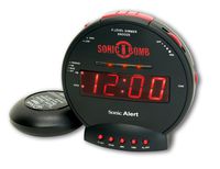 Sonic Bomb Dual Extra Loud Alarm Clock with Bed Shaker, Vibrating Alarm for Heavy Sleepers, Full Range Dimmer, Battery Backup - Black