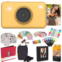 Kodak Mini Shot Instant Camera (Yellow) All-in-Bundle + Paper (20 Sheets) + Deluxe Case + Photo Album + 7 Unique Sticker Sets + Markers + Scissors + Border Stickers and So Much More