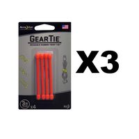 Nite Ize Gear Tie 3" Bright Orange Reusable Rubber Twisty Ties (3-Pack of 4)