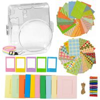 Ngaantyun 7 in 1 Bundle Kit Accessories for Fujifilm Instax Mini 70 Camera - Pack of Transparent Protective Case, Strap, Sticker Boarder, Desktop Frame, Wall Hanging Frame, Wooden Clips