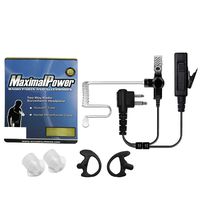 2-Wire Headset with Clear Coil Tube, Earbud, PTT Mic Plus Left & Right Black Earmold & Extra Pair of Ear tip Combo for Motorola BPR40 BR250, DTR Series, Bearcom(Headset+Earmold+Earpiece)