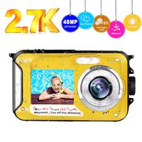 Underwater Camera Waterproof Camera Full HD 2.7K 48MP Selfie Dual Screens Waterproof Digital Camera 16X Digital Zoom Underwater Digital Camera for Snorkeling (A9)