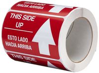 TapeCase SHIPLBL-088 Printed Red Labelling Tape - (Pack of 500) Adhesive Sticker Tape with White "This Side up/Esta Lado Hacia Arriba" Lettering. Labels and Adhesives