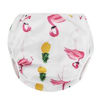 Zooawa Baby Reusable Swim Diaper, Washable One Size Adjustable Training Swimsuit Diaper Swim Underwear for Infant Toddler, Flamingo