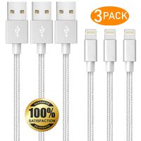 Boost 10FT Fast Charger Cable, 3Pack 3-Meter Nylon Braided USB Fast Charging Cable Cord Compatible with Smart Phone X Case/8/8 Plus/7/7 Plus/6/6s Plus/5s/5,iPad Mini MAX Case (Silver)