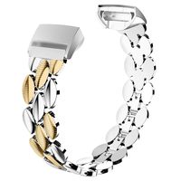 Wearlizer Compatible with Fitbit Charge 3 Bands for Women Metal Replacement Fit Bit Charge 3 hr Band Accessories Strap Bracelet Bangle Silver Rose Gold Black (Silver + Gold)