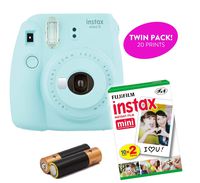Fujifilm - Instant Mini 9 & Instax Mini 7S Instant Camera Product Bundles | Film Pack Options | Renewed (Mini 9 Camera + 1 Film Pack, Ice Blue)