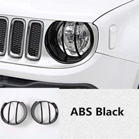 Dwindish Black ABS Car Head Lamp Covers Trim for Jeep Renegade 2015 Up