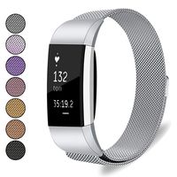 Mosonoi Compatiable with Fitbit Charge 2 Bands, Adjustable Metal Straps Replacement Bands Charge 2 Accessories Fit for Fitbit Charge 2 Smartwatch Women Men(Small, Silver)