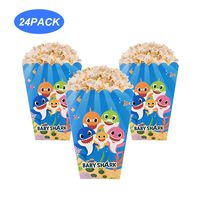 24 PCS Baby Shark Popcorn Snack Boxes Party Supplies Mini Popcorn Party Favor Containers for Kids Baby Shower Birthday Parties