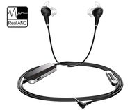 Active Noise Cancelling Headphones Wired Earbuds with Microphone and Volume Control，Noise Isolating Up to 36dB, Powerful Deep Bass for iPhone, iPod, iPad, Samsung（Black）
