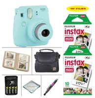 Fujifilm Instax Mini 9 Instant Camera (Ice Blue) + Fujifilm Instax Instant Film 20 Sheets + 4 Batteries & Charger + Photo Album + Convenient Case + More