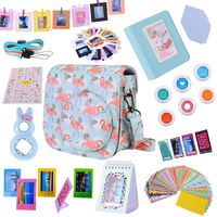 Tiessic 13 in 1 Instax Mini 9 Camera Accessories Bundles for FujiFilm Instax Mini 9 8 8+ Camera with Mini 9 Case/Album/Selfie Lens/Filters/Wall Hang Frames/Film Frames ETC - Ice Blue Flamingo