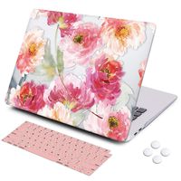 MacBook Air 13 inch case 2018 2019 Release Retina Display Touch ID, DQQH Hard case & Keyboard Cover,Only Compatible MacBook Air 13 inch 2018 2019 Model A1932 -Clear Watercolor Flowers