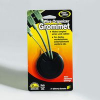 Cordaway 2" Desk Grommet, Adjustable Cord Cover, Cable Hole Wire Management, Three Different Sized Opening, Made In USA, Black Plastic (00201)