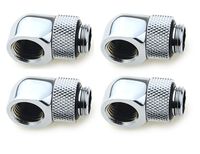 BXQINLENX Nickel-Plated Brass Silver Chrome G 1/4" Male to Female 90° Rotary Enhance Multi-Link Adapter Fitting for Computer Water Cooling System(4 PCS)