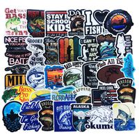 Vinyl Bass Fishing Stickers 50 Pcs Pack Blue Stickers Fly Fishing Decals for Laptop Ipad Car Luggage Water Bottle Helmet Truck