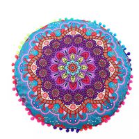 Bokeley Indian Mandala Floor Pillows Round Bohemian Cushion Pillows Cover Case Cushions (D)