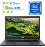 2018 Acer Chromebook 14.0-inch LED Anti-glare HD (1366x768) Display, Intel Celeron 3855u processor, 4GB LPDDR3, 16GB eMMC SSD, HDMI, Bluetooth, 802.11a Wifi, Intel HD Graphics, Google Chrome OS