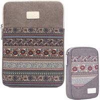 15 Inch Bohemian Canvas Protective Laptop Sleeve Bag Notebook Case Cover for MacBook Chromebook Acer Dell HP Samsung Sony (Vertical,Gray)
