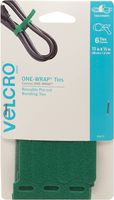 VELCRO Brand ONE-WRAP Ties | For Cables, Wires & Cords | 6 Ct - 11" x 1/2" | Green