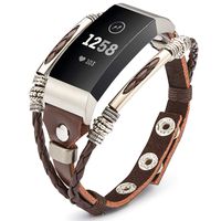 Compatible for Fitbit Charge 3 Bands for Women, Marval.P Handmade Leather Charge 3 SE Band, Replacement Unique Bracelet Strap, Wristbands with Adjustable Size, Fashion Wrist Band Straps Lover