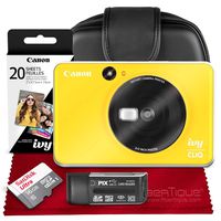 Canon Ivy CLIQ Instant Camera Printer (Bumblebee Yellow) + 30 Sheets Photo Paper + 16GB SD Card + Case + Premium Accessories Bundle (USA Warranty)