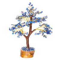 Crocon Lapis Lazuli Gemstone Money Tree Feng Shui Bonsai for Reiki Healing Chakra Stone Balancing Energy Generator Spiritual Meditation Home Interior Office Decor Size 10-12 Inch