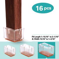 MelonBoat Chair Leg Floor Protectors with Felt Furniture Pads, Glides Feet Caps, A-RT058, 16 Pack, Fit Rectangle Length 1-15/16 to 2-1/16 inches (4.9-5.3cm) and Width 15/16 to 1-3/16 inches (2.4-3cm)