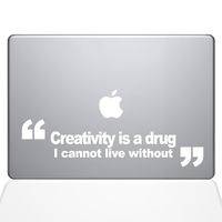 The Decal Guru Creativity is A Drug MacBook Decal Vinyl Sticker - 15" MacBook Pro (2015 & Older) - White (1222-MAC-15P-W)