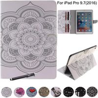 NewShine iPad Pro 9.7 Case, Colorful Synthetic Leather Stand Flip Cover with Card Solts/Cash Holder for iPad Pro 9.7'' 2016 Release Tablet (Big Flower)