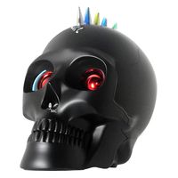 Computer Skull Speaker with Wireless Bluetooth Device and Mic Calling for iPhone11 XR/Xs,iPad,Samsung Android Phone Halloween Decor Gift(Matt Black)