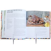 Book Stand for Textbooks,Portable Book Holder for Reading,Hands Free Metal Wire Cook Book Stand Holders for Kitchen Recipe Display,Hardcover Medical Law Textbook Desktop Bookrest for Study (Black)