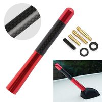 CK FORMULA (1 Pc) Universal Euro Red 4.7in / 12cm Real Carbon Fiber Screw Type Short Stubby Auto Vehicle Antenna Mast