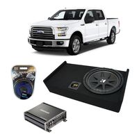 Compatible with 2009-2015 Ford F-150 Super Crew Truck Kicker Comp C12 Single 12" Sub Box Enclosure & CXA400.1