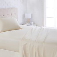 AmazonBasics Lightweight Super Soft Easy Care Microfiber Sheet Set with 16" Deep Pockets - Twin, Yellow Scallop