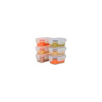 Elacra [4oz, 6-Pack] Glass Baby Food Storage Containers Small Glass Containers with BPA-Free & Locking Lids - Freezer, Oven and Microwave Safe, Pink and Purple Lids