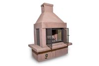 Legends Direct Mirage Stone Outdoor Fireplace - 3 Screen Door Design for Patio or Yard - Fire Place Screen Covers Keep Embers from Escaping - Propane Valve Grate and Wood Lighter Kit Included (Taupe)