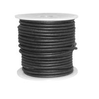 cords craft Round Leather Cord for Round Bracelet, Necklaces Plain Genuine Leather Cord 3.0MM A1 Black Matte Finish
