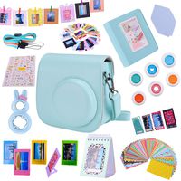 Tiessic 13 in 1 Instax Mini 9 Camera Accessories Bundles for FujiFilm Instax Mini 9 8 8+ Camera with Mini 9 Case/Album/Selfie Lens/Filters/Wall Hang Frames/Film Frames/Border Stickers ETC - Ice Blue