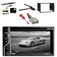 Pyle PLDN63BT 6.5'' 2-DIN in-Dash Touch Screen BT Receiver w/Pyle License Plate Mount Rear View Color Camera, Metra 2-DIN Installation Kit for Radio,Metra Antenna Adapter & Metra Radio Wiring Harness