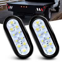 Nilight TL-09 6" Oval White Tail 2PCS 10 LED w/Flush Mount Grommets Plugs IP67 Waterproof Reverse/Back Up Trailer Lights for RV Truck Jeep, 2 Years Warranty