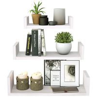 SRIWATANA Floating Shelves Wall Mounted, Solid Wood Wall Shelves, White Washed Finish
