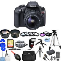 Canon EOS Rebel T6 with 18-55mm DC III Kit with 32GB Memory Card, Flash, Filter Kits, Battery and Charger + Much More [International Version] (All You Need Bundle)