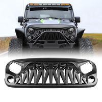 ICARS Front Grill Matte Black Shark Grille with Mesh for 2007-2018 Jeep Wrangler Rubicon Sahara Sport JK JKU