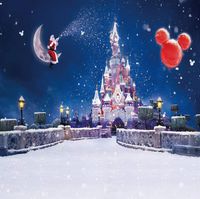 GoodsFederation 10x10FT Christmas Santa Claus & Christmas Balloon & Fantasy Castle Photography Backdrop Customized Photo Background Studio Prop SDJ-018