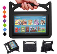 Kindle Fire 7 Case for Kids - SHREBORN Kids Shock Proof Protective Cover with Handle and Stand for Amazon Kindle Fire 7 Tablet (Compatible with 9th Generation 2019 & 7th Generation 2017) - Black